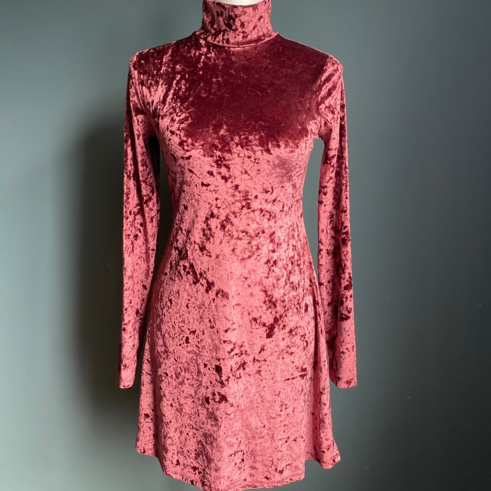 Velvet Turtleneck Dress - Small